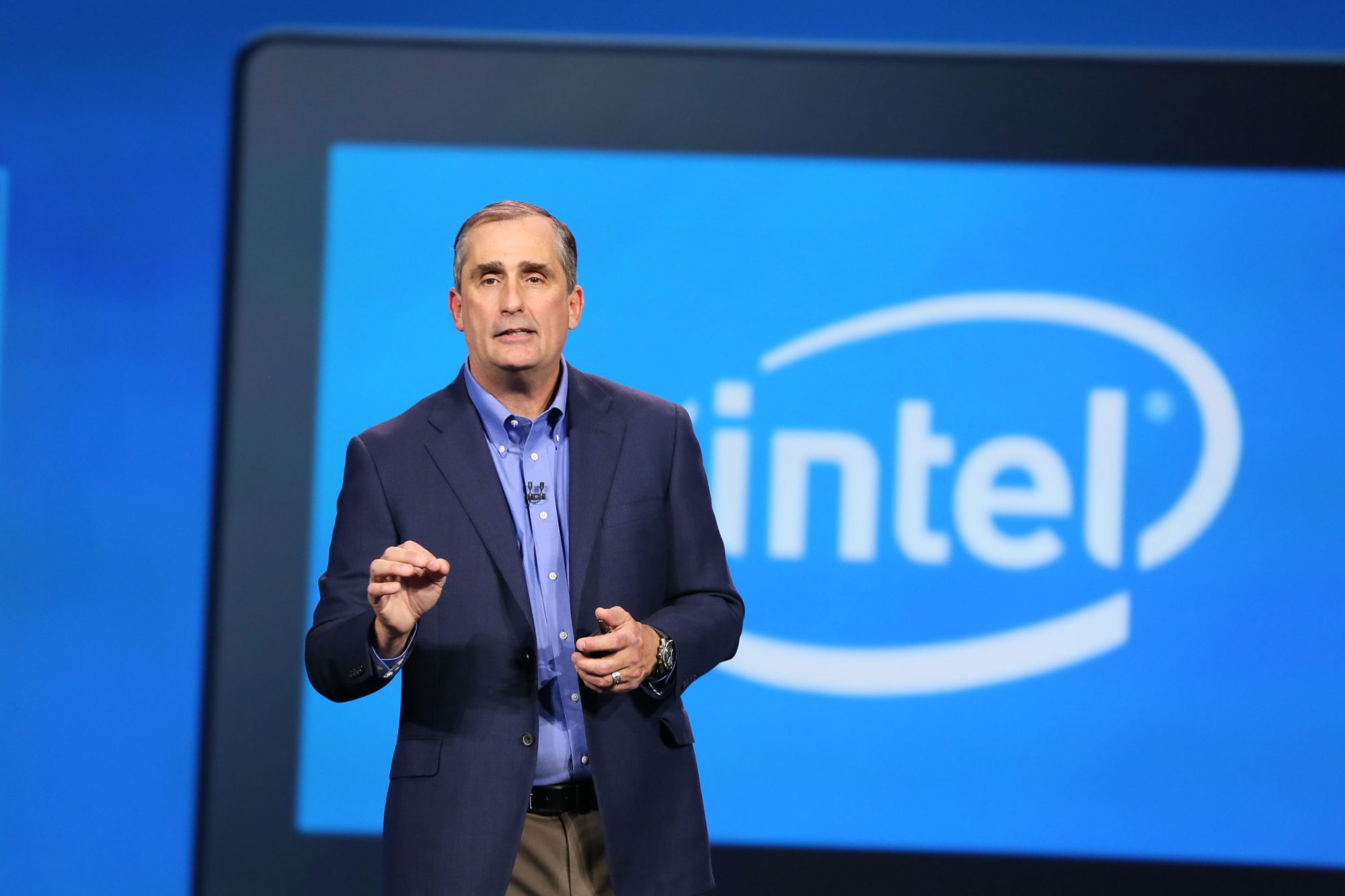 Intel CEO Brian Krzanich onstage at CES 2015